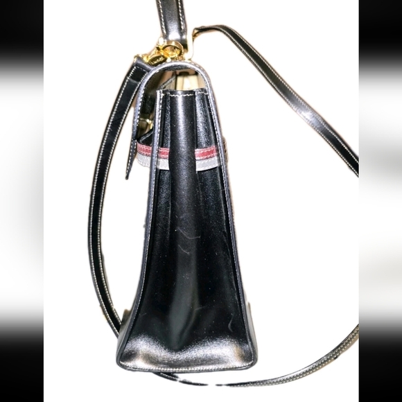 A. Textoni Black Leather Handbag With Lock - Picture 3 of 10